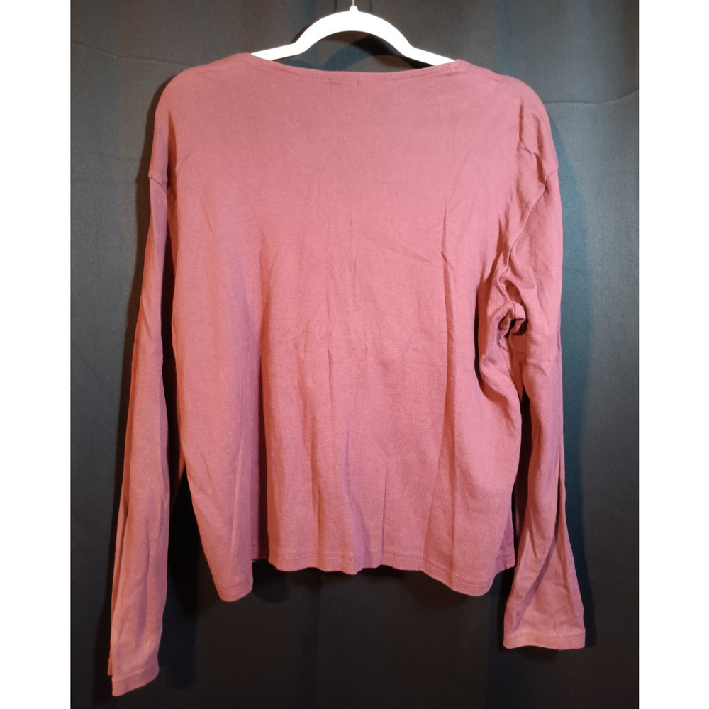 VTG Y2K Lee Classic Maroon Cotton Cardigan XL Button-Up Long Sleeve Retro Preppy - Picture 2 of 4